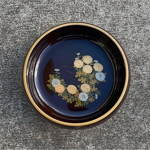 Vintage Lacquer Ware Japanese Floral Tray Bowl